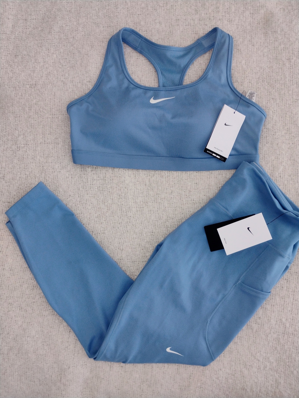 Nike Light Blue Sports Bra and Leggings Set